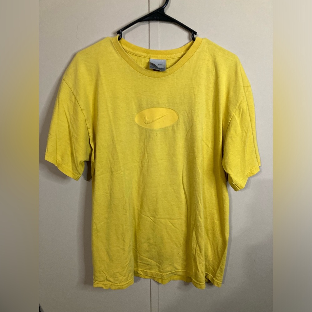Vintage 90s Nike Shirt Yellow Swoosh Unisex Size M